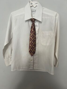 Dior White Boys’ Dress Shirt with Embroidered Pocket